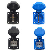 Crno Plavi okrugli poklopac 50*50mm EU industrija AC utičnica IP44 Europa Njemačka 16A 250V uzemljenje vanjska vodootporna utičnica