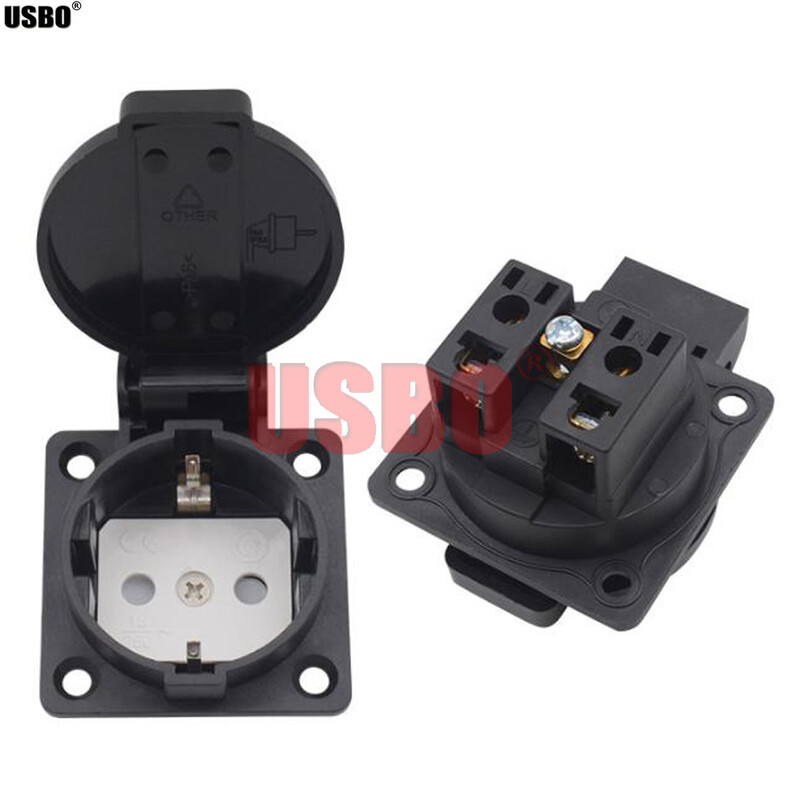 Crno Plavi okrugli poklopac 50*50mm EU industrija AC utičnica IP44 Europa Njemačka 16A 250V uzemljenje vanjska vodootporna utičnica