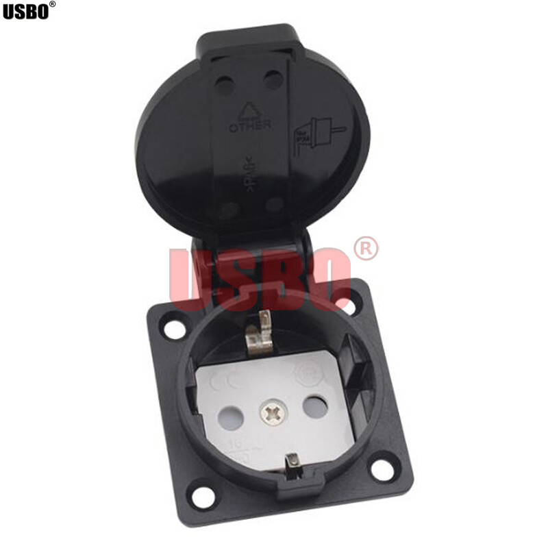 Crno Plavi okrugli poklopac 50*50mm EU industrija AC utičnica IP44 Europa Njemačka 16A 250V uzemljenje vanjska vodootporna utičnica