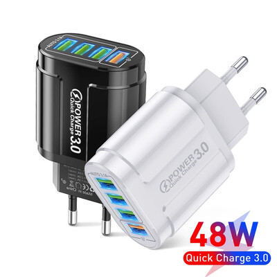 3.1A Φορτιστής 4 USB EU US Plug Quick Fast Charge Universal Wall 4 Ports Charging for iPhone Φορτιστές κινητών τηλεφώνων Samsung Xiaomi