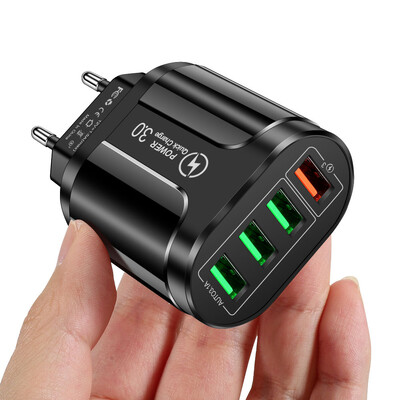 3.1A 4 USB įkroviklis EU US Plug Quick Fast Charge Universal Wall 4 Ports Įkrovimas iPhone Samsung Xiaomi mobiliųjų telefonų įkrovikliams