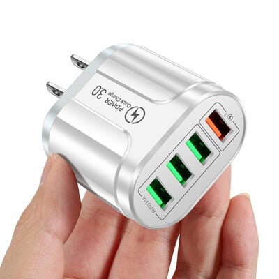 3.1A 4 USB įkroviklis EU US Plug Quick Fast Charge Universal Wall 4 Ports Įkrovimas iPhone Samsung Xiaomi mobiliųjų telefonų įkrovikliams