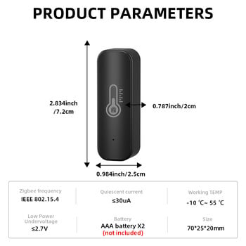 ONENUO Tuya ZigBee Интелигентен сензор за температура и влажност Захранван от батерии ZigBee Smart Home Security Работи с Alexa Google Home