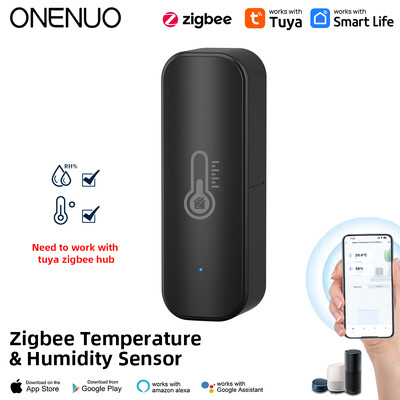 ONENUO Tuya ZigBee Senzor inteligent de temperatură și umiditate alimentat cu baterie ZigBee Smart Home Security Lucrează cu Alexa Google Home