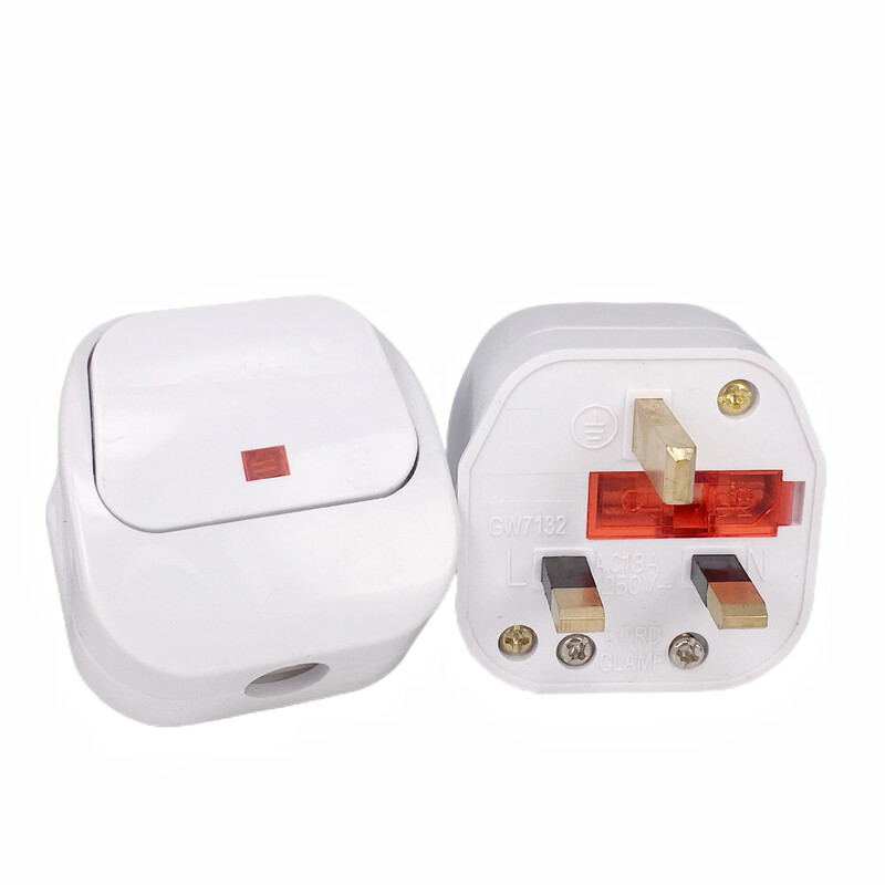 Priză electrică Schuko de sex masculin UE cu comutator ON/OFF Recablabil AU Regatul Unit Adaptor european priză AC Convertor ștecher