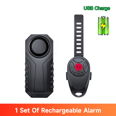 Wsdcam Вибрационна велосипедна аларма USB зареждане против кражба мотоциклетна велосипедна аларма 113 dB водоустойчива аларма с дистанционно