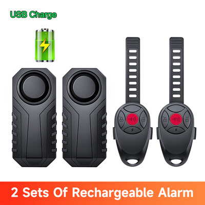 Wsdcam Вибрационна велосипедна аларма USB зареждане против кражба мотоциклетна велосипедна аларма 113 dB водоустойчива аларма с дистанционно