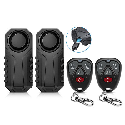 Wsdcam Вибрационна велосипедна аларма USB зареждане против кражба мотоциклетна велосипедна аларма 113 dB водоустойчива аларма с дистанционно