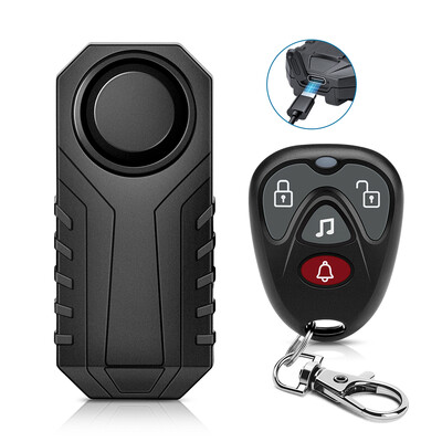 Wsdcam Вибрационна велосипедна аларма USB зареждане против кражба мотоциклетна велосипедна аларма 113 dB водоустойчива аларма с дистанционно