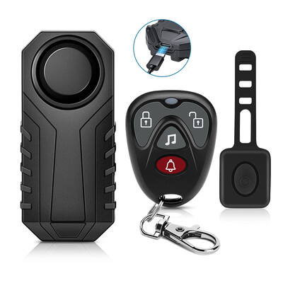 Wsdcam Вибрационна велосипедна аларма USB зареждане против кражба мотоциклетна велосипедна аларма 113 dB водоустойчива аларма с дистанционно