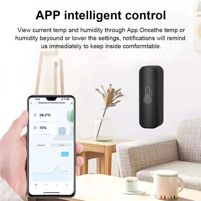 „Tuya Zigbee“ / „WiFi Smart“ temperatūros drėgmės jutiklis, patalpų higrometro APP nuotolinio valdymo pultas veikia su „Alexa Google Home Smart Home“