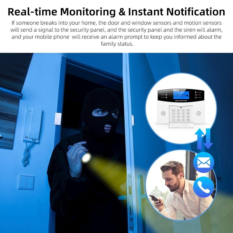 Klaviatūra GSM Wifi signalizacijos apsauga 433MHz belaidė išmaniųjų namų signalizacija APP valdymo judesio detektoriaus durų jutiklis