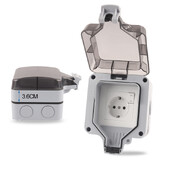 IP66 ES standartas Vokietijos didelis kištukas Dulkėms atsparus vandeniui atsparus lauko sieninis lizdas su jungikliu Maitinimo lizdas Tinkamas namų sodas