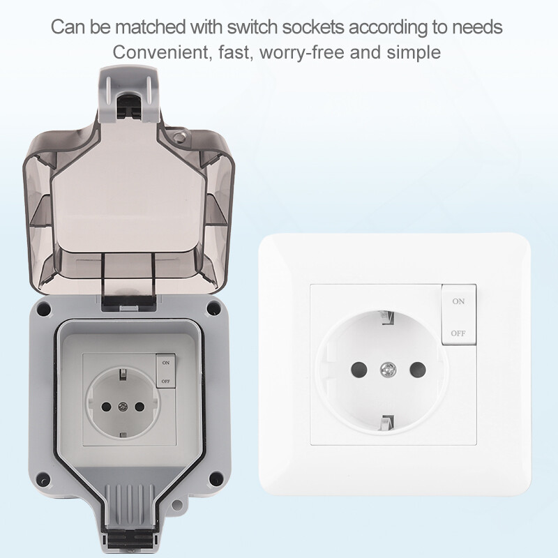 IP66 ES standartas Vokietijos didelis kištukas Dulkėms atsparus vandeniui atsparus lauko sieninis lizdas su jungikliu Maitinimo lizdas Tinkamas namų sodas