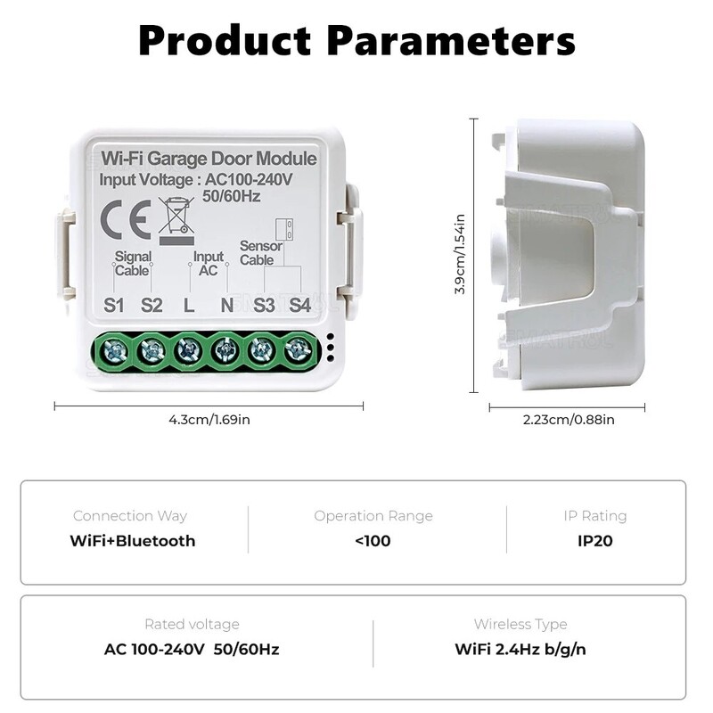 Controler pentru deschiderea ușii de garaj inteligent WiFi ONENUO Modulul de automatizare a comutatorului de aplicații Tuya funcționează cu Alexa Google Home Siri