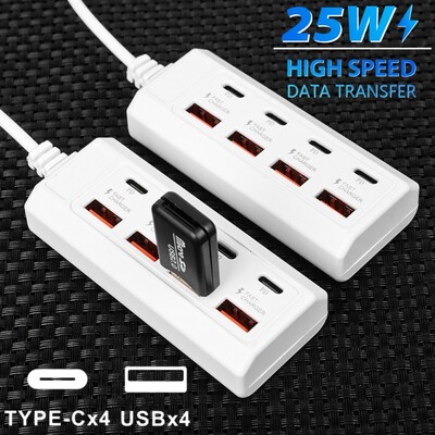 Univerzális mobiltelefon töltő elektromos aljzat 4USB 4PD többportos gyorstöltő USB csatlakozók tápegység mobiltelefon laptophoz