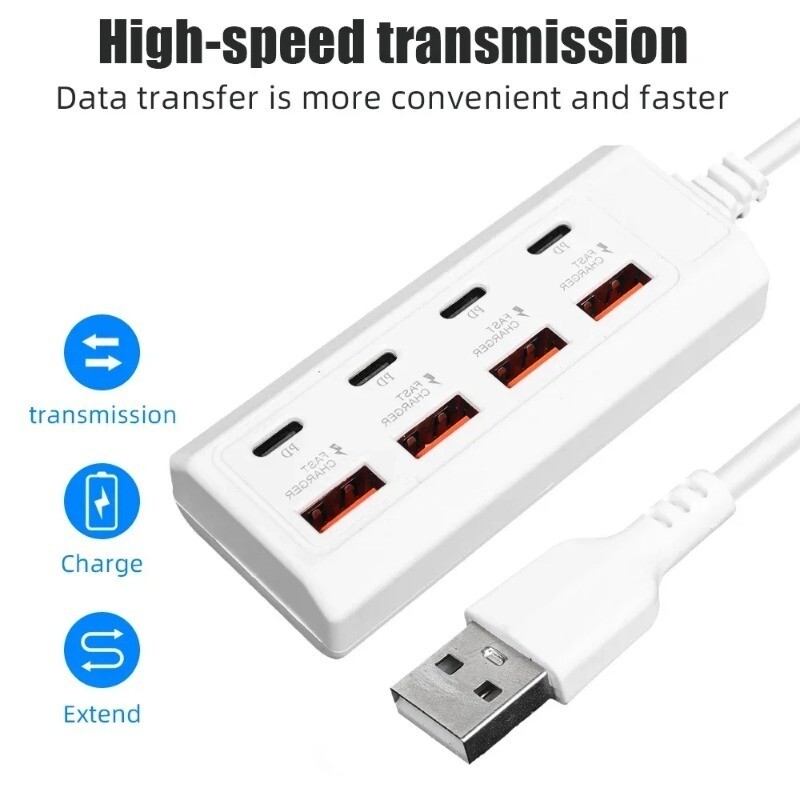 Încărcător universal pentru telefon mobil Priză electrică 4USB 4PD Multiporturi Încărcare rapidă Mufe USB Priză pentru telefon mobil, laptop