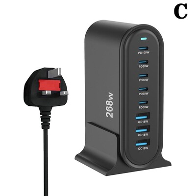 Φορτιστής USB Nitride Gallium Upoy Station Charging for Multiple Devices Fast Charging Blocks PD Type-C 286W US/EU/UK/AU Plug