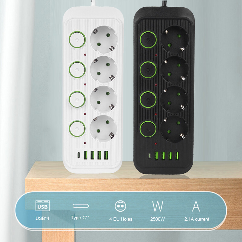 EU utikač Višestruke utičnice AC utičnice Razvodnik Produžni kabel s USB priključcima Zaštita od prenapona Mrežni filtar Individualni prekidač