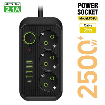 5 m EU utikač AC utičnice Multitap utičnica Produžni kabel Električni razvodnik s USB-om tipa C Brzo punjenje Mrežni filtarski adapter