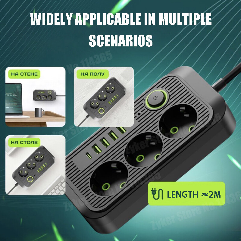 F09 Έξυπνη πρίζα εναλλασσόμενου ρεύματος Έξυπνη πρίζα δικτύου Φίλτρο πολλαπλών χρήσεων Καλώδιο επέκτασης με 4 πρίζες USB τύπου C PD EU