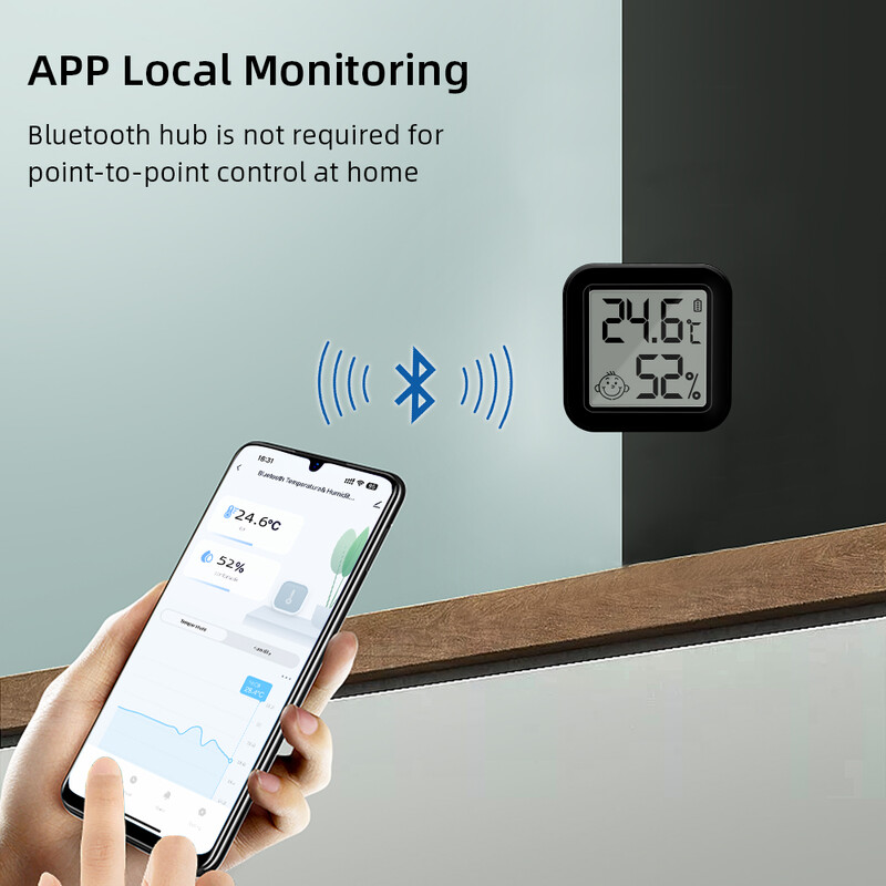 ONENUO Tuya Mini Black White digitālais LCD iekštelpu ērts temperatūras sensors, mitruma mērītājs termometrs, higrometrs