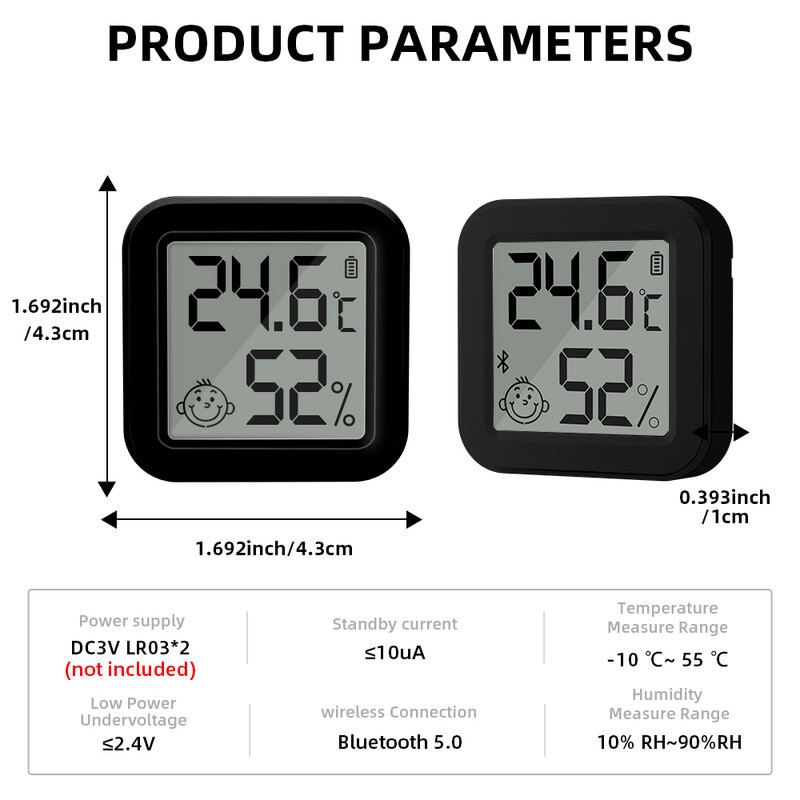 ONENUO Tuya Mini Black White digitālais LCD iekštelpu ērts temperatūras sensors, mitruma mērītājs termometrs, higrometrs