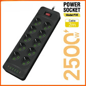 ES kontaktligzdas maiņstrāvas kontaktligzda vairāku pieskārienu barošanas sloksne 2 m pagarinātājs elektrības ligzda Smart USB mājas biroja pārsprieguma aizsargs tīkla filtrs