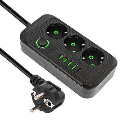 Încărcare rapidă Fișă UE Prize de curent alternativ Priză multitap Prelungitor Priză electrică cu adaptor pentru filtru de rețea USB tip C