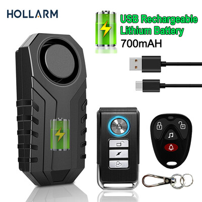 Hollarm USB επαναφορτιζόμενου ποδηλάτου Τηλεχειριστήριο Ασύρματο ποδήλατο Συναγερμός κραδασμών Συναγερμός μοτοσικλέτας Προστασία εξωτερικού χώρου