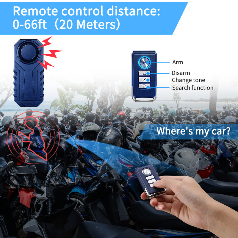 Hollarm USB punjivi alarm za bicikl Daljinski upravljač Bežični alarm za bicikle Vibracijski alarm za motocikle Sigurnosna zaštita na otvorenom