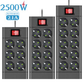 EU kontaktdakša barošanas sloksne 6/8/10 ligzdas EU DC Outlet Multitap pagarinātāja vads garums 2M elektrības kontaktligzda Mājas daudzfunkciju tīkla filtrs