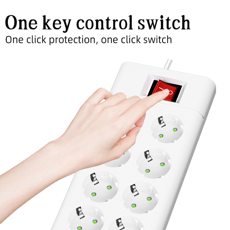 EU kontaktdakša barošanas sloksne 6/8/10 ligzdas EU DC Outlet Multitap pagarinātāja vads garums 2M elektrības kontaktligzda Mājas daudzfunkciju tīkla filtrs