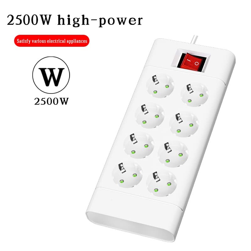 EU kontaktdakša barošanas sloksne 6/8/10 ligzdas EU DC Outlet Multitap pagarinātāja vads garums 2M elektrības kontaktligzda Mājas daudzfunkciju tīkla filtrs