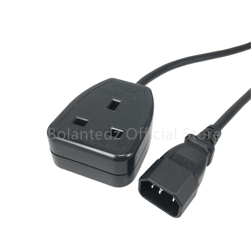 IEC C14 vīrišķais spraudnis uz UK BS1363 sieviešu kontaktligzdas strāvas adaptera kabelis 0,3 m/0,5 m, pievienojiet C13 adaptera vadu PDU UPS 13A 250 V