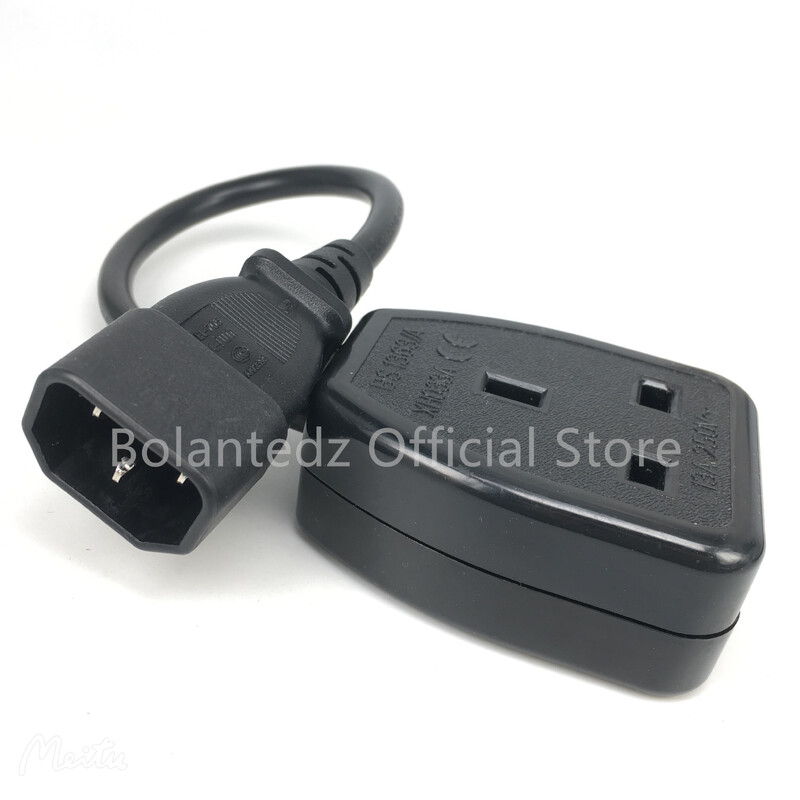 IEC C14 vīrišķais spraudnis uz UK BS1363 sieviešu kontaktligzdas strāvas adaptera kabelis 0,3 m/0,5 m, pievienojiet C13 adaptera vadu PDU UPS 13A 250 V