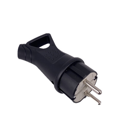 EU Rubber Waterproof Socket Plug Electrial Grounded European Connector with IP54 for DIY Power Cable Cord 16A 250V