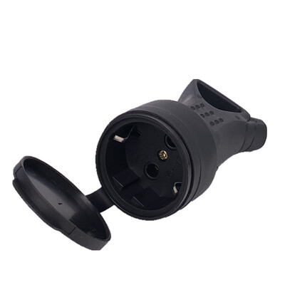 EU Rubber Waterproof Socket Plug Electrial Grounded European Connector with IP54 for DIY Power Cable Cord 16A 250V