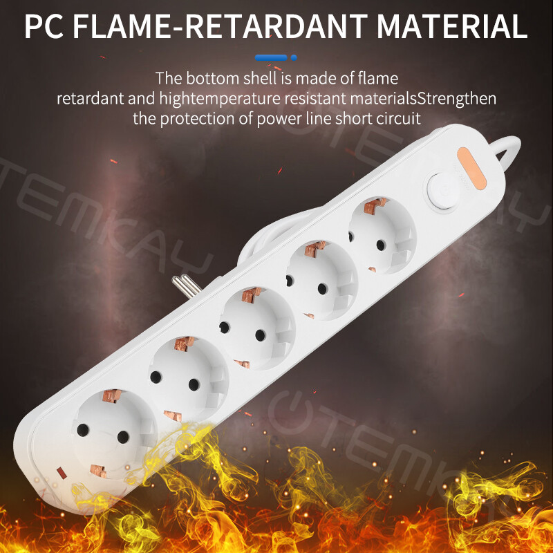 Prise de alimentare Prize UE 3/4/5 căi Prelungire electrică 16A Prize Întrerupătoare de control independente Cablu pentru biroul de acasă