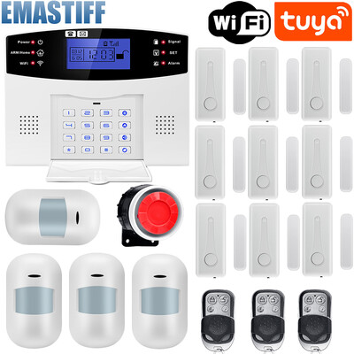 IOS Android APP bezvadu vadu mājas drošība Tuya WIFI GSM signalizācijas sistēma domofona tālvadības pults automātiskās zvanīšanas sirēnas sensora komplekts