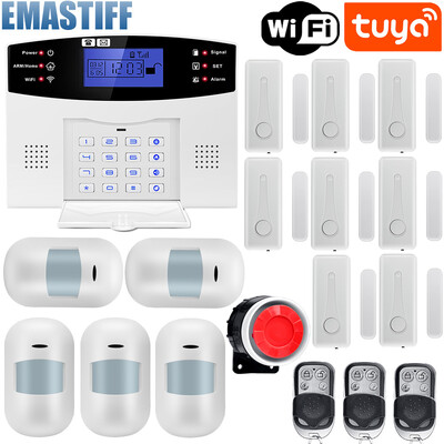 IOS Android APP bezvadu vadu mājas drošība Tuya WIFI GSM signalizācijas sistēma domofona tālvadības pults automātiskās zvanīšanas sirēnas sensora komplekts