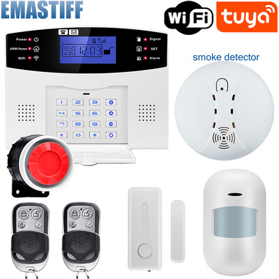 IOS Android APP bezvadu vadu mājas drošība Tuya WIFI GSM signalizācijas sistēma domofona tālvadības pults automātiskās zvanīšanas sirēnas sensora komplekts