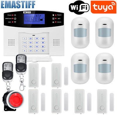 IOS Android APP bezvadu vadu mājas drošība Tuya WIFI GSM signalizācijas sistēma domofona tālvadības pults automātiskās zvanīšanas sirēnas sensora komplekts