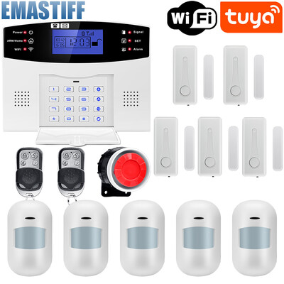 IOS Android APP bezvadu vadu mājas drošība Tuya WIFI GSM signalizācijas sistēma domofona tālvadības pults automātiskās zvanīšanas sirēnas sensora komplekts