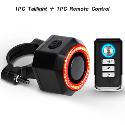 Hollarm dviračio signalizacijos galinis žibintas nuo vagystės, USB įkrovimo dviračio lemputė išmanusis stabdžių jutiklis, nuotolinio valdymo dviračio signalizacijos galinis žibintas