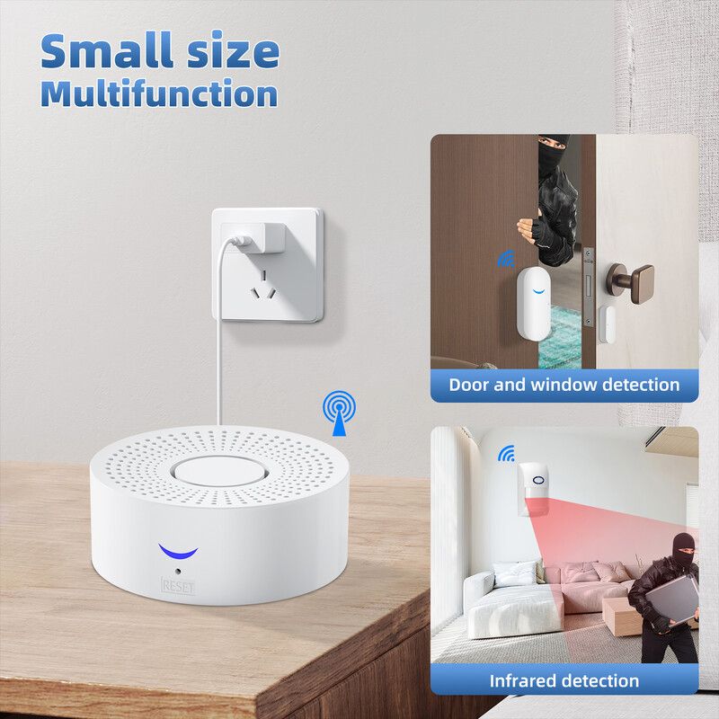 Belaidis belaidis „WiFi Smart Home Automation“ apsaugos signalizacijos sistema su durų jutikliu, judesio jutikliu „Smart Life App“ įsilaužimo signalizacijos sirena