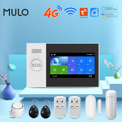 Tuya 4G Home Alarm Smart Home Ασύρματο σύστημα συναγερμού για οικιακό γκαράζ Συναγερμοί οθόνης αφής κινητής APP Τηλεχειριστήριο Υποστήριξη Alexa