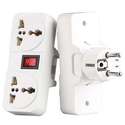 American White AU EU UK US Universal Wall Socket Portable 2way Outlet Extend Plug Adapter with Switch 250v 6A 10A 125V