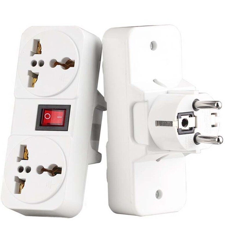 American White AU EU UK US Universal Wall Socket Portable 2way Outlet Extend Plug Adapter with Switch 250v 6A 10A 125V