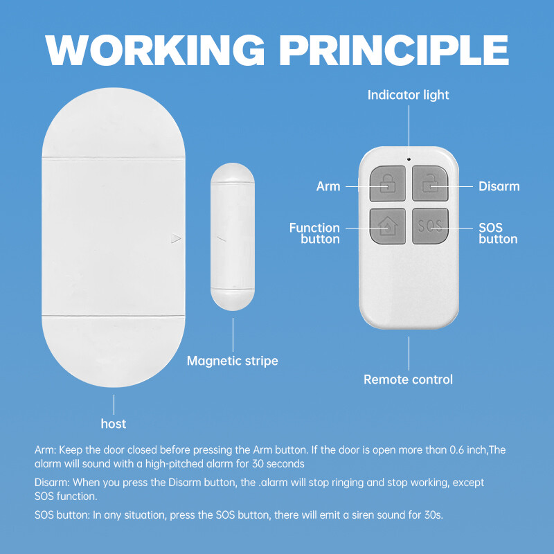 130DB durų langų įėjimo signalizacija, belaidžio nuotolinio valdymo pulto durų jutiklis, signalizacija, šeimininkas, įsilaužimo, apsaugos signalizacijos sistema, namų apsaugos rinkinys